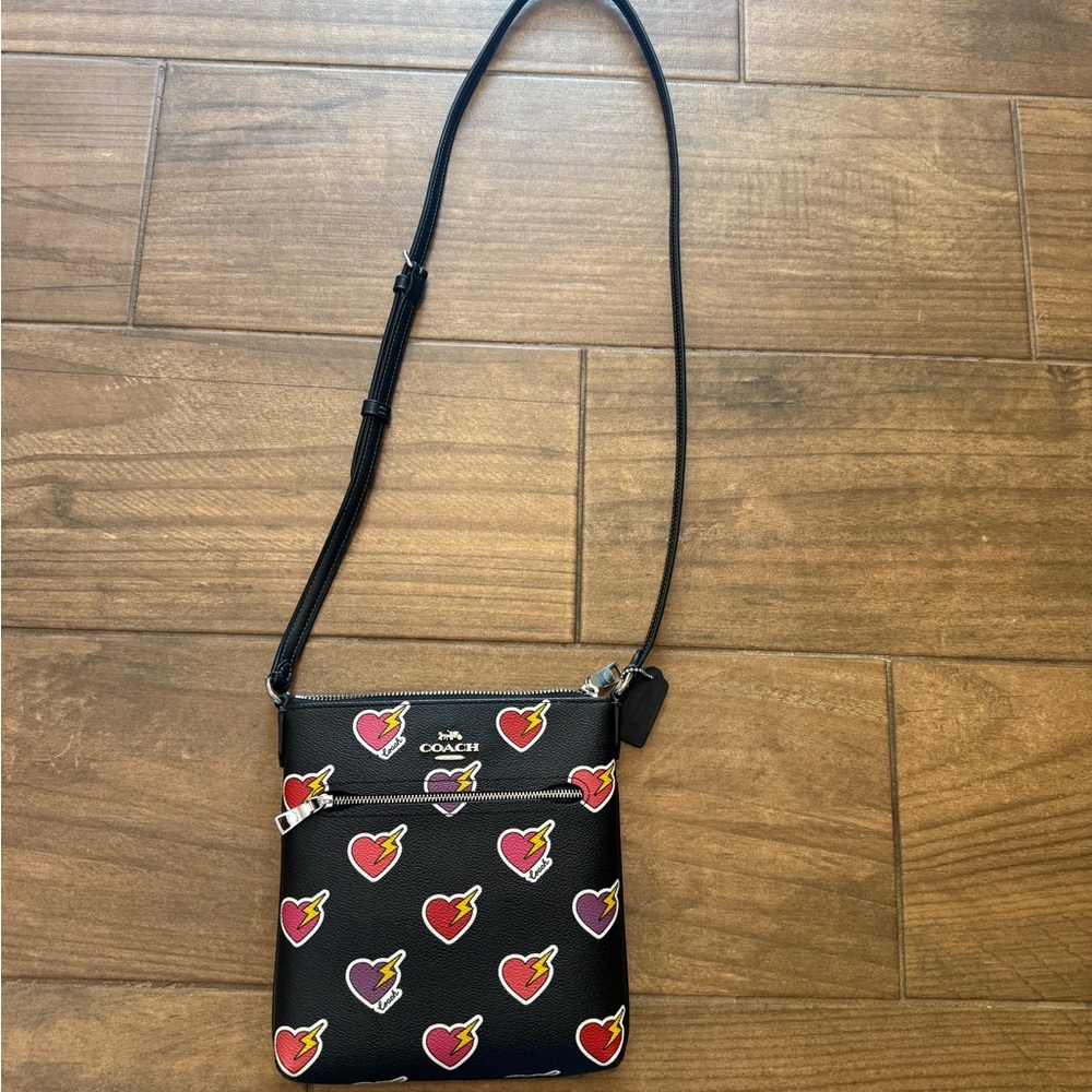 Coach Black Heart Print Crossbody Bag